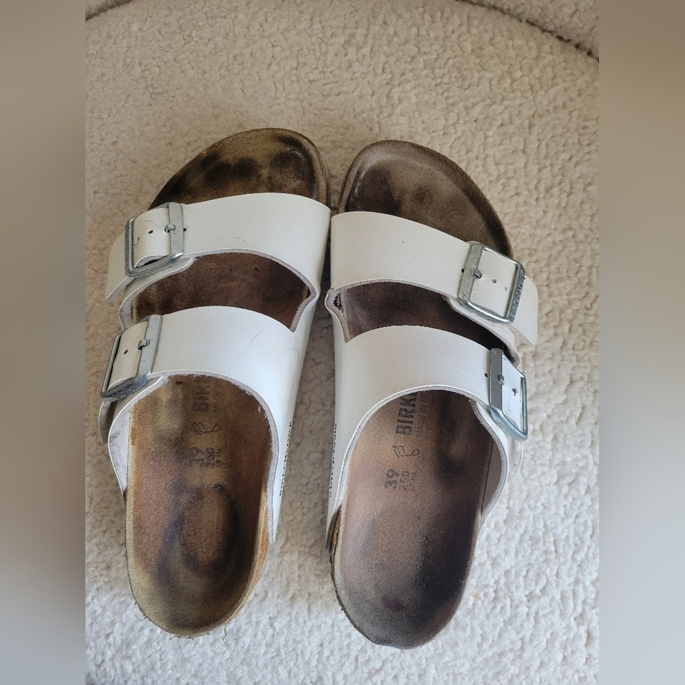 Birkenstock Arizona White Two-Strap Sandals Size 39 - Picture 4 of 8